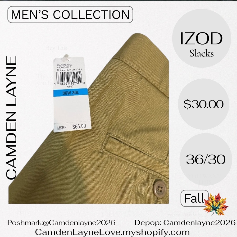 Izod Men's Khaki Chinos - Picture 5 of 9
